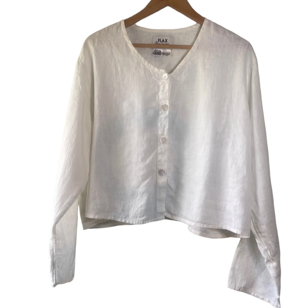 FLAX by Jeanne Engelhart Linen Button Down Top